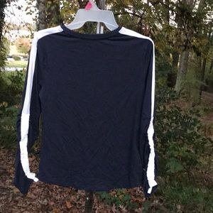 NWT Avia Blue & White Ruched Long Sleeve Tee XS